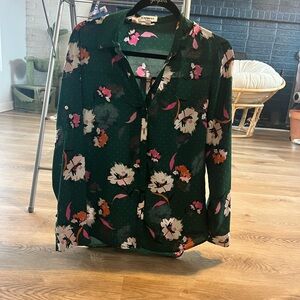 Express Dark Green Floral Blouse